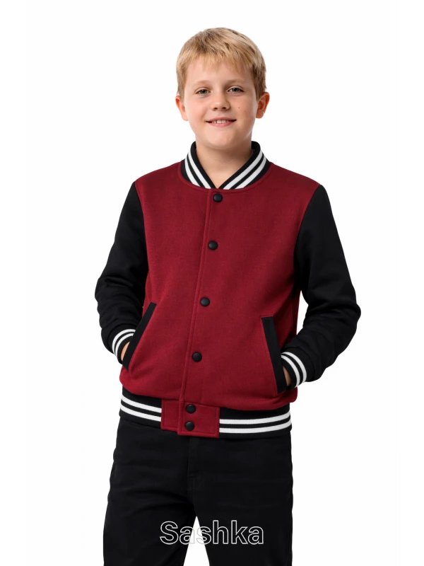 Бомбер для хлопчика Sashka бордово-чорний утеплений, розмір 98-182